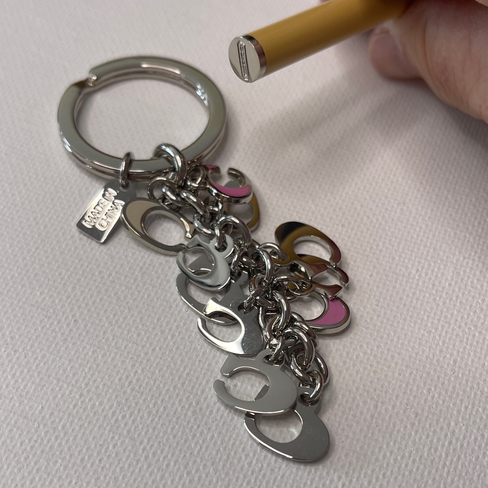 Coach Pink and Yellow Keychain and Coach Pen - Picture 4 of 4